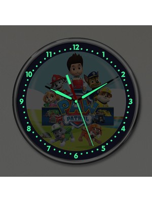 DekorLoft Dekor Loft Premium Gece Parlayan Paw Patrol Çocuk Odası Duvar Saati