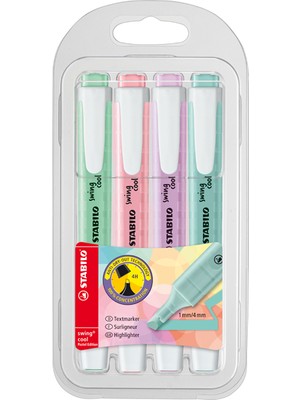 Stabilo Fosforlu Kalem 4'lü Set Swing Cool Kalem Tipi 1 mm Renkli ve Pratik Ölçüler