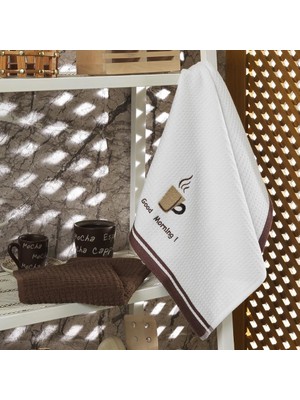 Maxstyle Pamuk Mutfak Havlusu 4'lü Beyaz-Kahve 40X60