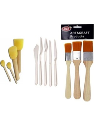 Rich Ipek Ponpon Fırça Takımı Sentetik Fırçalar ve Spatula ile Sanatsal Malzemeler