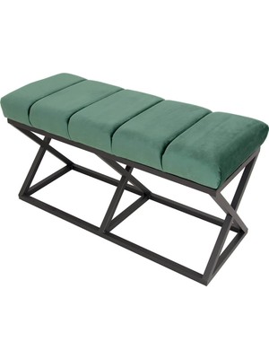 Evodeko Siyah Ayaklı Yeşil Bench Puf