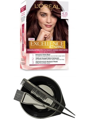 L'Oréal Paris Loreal Excellence Saç Boyası Büyüleyici Kahve 4.15+Saç Boyama Seti