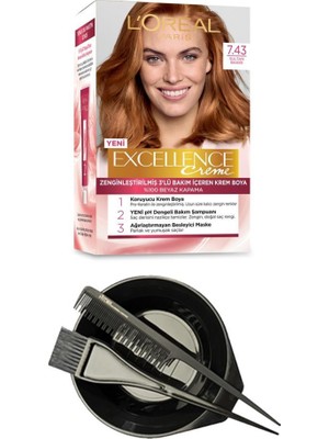 L'Oréal Paris Loreal Excellence Saç Boyası Sultan Bakırı 7.43+Saç Boyama Seti