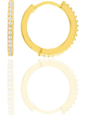 Söğütlü Silver Gümüş Altın Yaldızlı 14 mm Halka Küpe