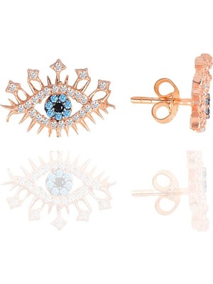 Söğütlü Silver Gümüş Rose Zirkon Taşlı  Lareyn Küpe