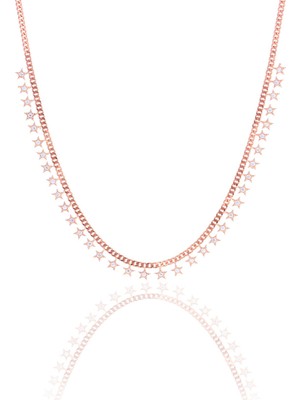 Söğütlü Silver Gümüş Rose Zirkon Taşlı Gurmet Zincirli Yıldız Kolye