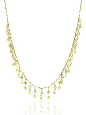 Söğütlü Silver Gümüş Altın Yaldızlı Zirkon Taşlı Pullu Kolye