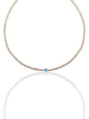 Söğütlü Silver Gümüş Rose ve Rodyumlu  Nazarlı Dorica Kolye