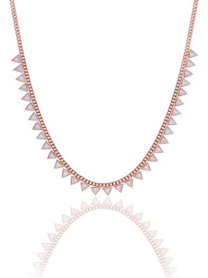 Söğütlü Silver Gümüş Rose Zirkon Taşlı Gurmet Zincirli Piramit Kolye