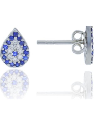 Söğütlü Silver Gümüş Rodyumlu Damla Nazar Küpe