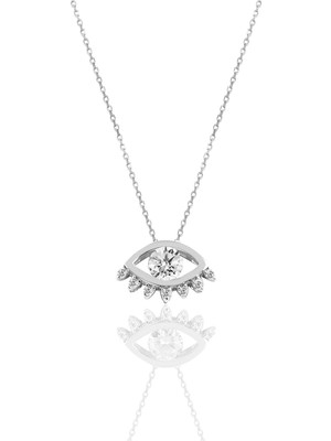 Söğütlü Silver Gümüş Rodyumlu Zirkon Taşlı Göz Kolye