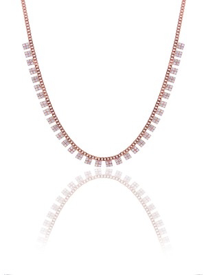 Söğütlü Silver Gümüş Rose Zirkon Taşlı Gurmet Zincirli Kare Kolye