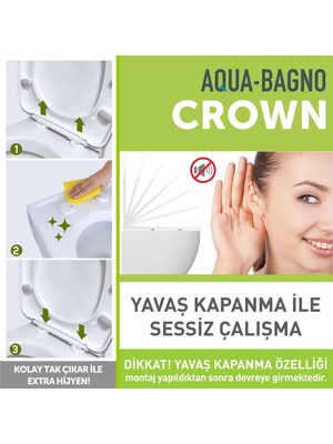 Aqua Bagno  Crown  Yavaş Kapanan Klozet Kapağı