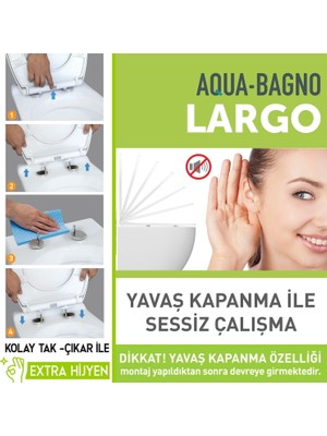 Aqua Bagno  Largo -  Yavaş Kapanan Klozet Kapağı - Duroplast