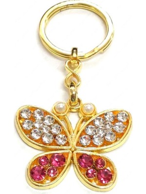 Hellove Taşlı Kelebekli Metal Anahtarlık