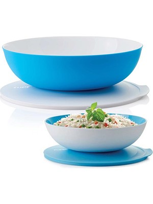 Tupperware Berrak 2'li Set( 3,5ml Mavi Beyaz K. / 740ML Beyaz Mavi K.)