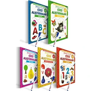 Çizgi Alıştırmaları Seti 5 Kitap + Yaz Sil Kalem