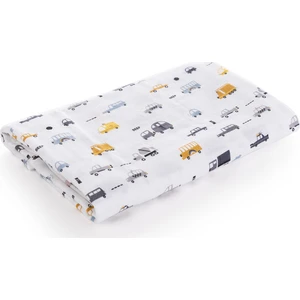 Caline Baby Müslin Bezi Örtü Araba Desen - Gri 120 x 120 cm + 4 Adet Ağız Mendili