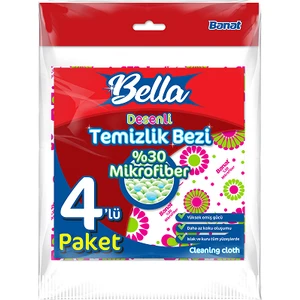 Bella Desenli %30 Mikrofiber Temizlik Bezi 4'lü