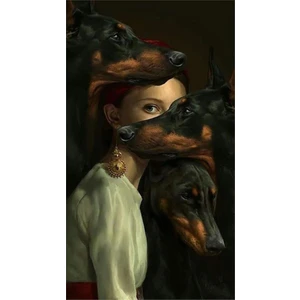 Womb Hobby Leydinin Köpekleri Sayılarla Boyama Seti 40x50 cm Tuval Üzerinde Sanat Deneyimi