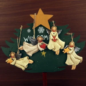 Polyester Asmalı Melek Figürlü Dörtlü Süs Biblo 1