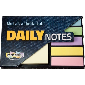 Paste Notes Daily Notes Siyah Sert Plastik Kalıplı Neon Yapışkanlı Ayraç ve Bloknotlu Masa Not Seti