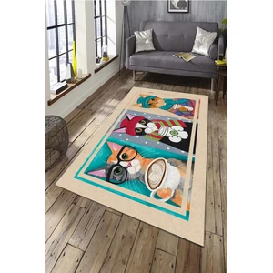 Cappio Halı Geometrik Desenli Siyah Halı (Makinada Yıkanabilir) - CP185