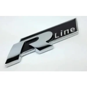 R-Line Metal Logo-Silver-Black