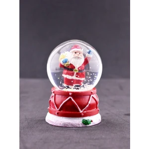 Deco Elit  Noel Baba Hediye Torbası Temalı Mini Boy Işıklı Yılbaşı Kar Küresi 6.5 cm B