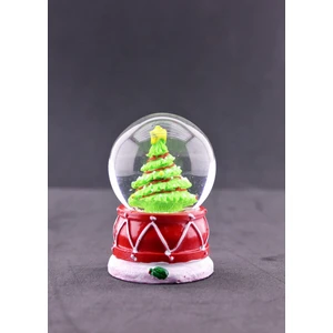 Deco Elit  Yılbaşı Süslü Çam Ağacı Temalı Mini Boy Işıklı Kar Küresi 6.5 cm A
