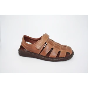 Erkek Taba Cırtlı Deri Sandal 208