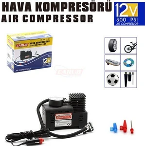 Carub 300 Psi 12V Güçlü Performans Siyah Hava Kompresörü
