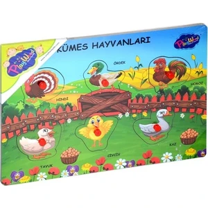 Ahşap Oyuncak Tutmalı Kümes/sevimli Hayvanları-1 Adet Zihinsel ve Görsel Gelişim