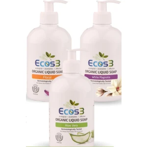 Organik Sıvı Sabun Aloe Vera + Floral + Beyaz Manolya 500 ml x 3