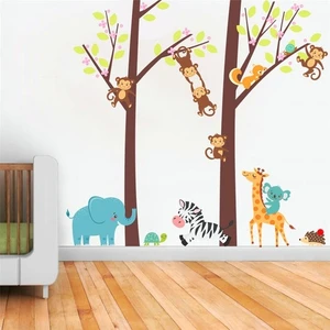 Kt Decoration Maymunlar ve Sevimli Hayvanlar Bebek ve Çocuk Odası Pvc Duvar Sticker