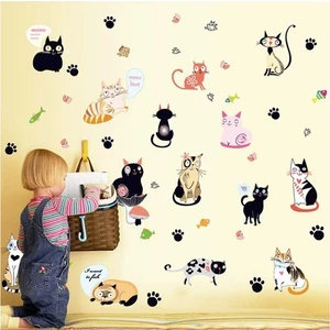 Kt Decoration Sevimli Kediler Dekoratif Pvc Duvar Sticker