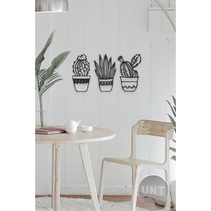 Unt 30 cm 3’lü Kaktüs Set Duvar Dekoru-Süsü, Ahşap Dekoratif Tablo Orta Boy