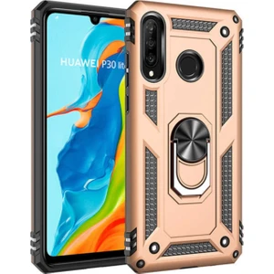 Huawei P30 Lite Kapak Military Yüzüklü Stantlı Panzer Tank Kılıf - Gold