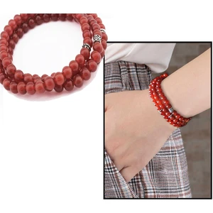 Alis Silver Hem Bileklik - Hem Kolye - Hem Tesbih 99LU Kırmızı Akik Doğaltaş Takı