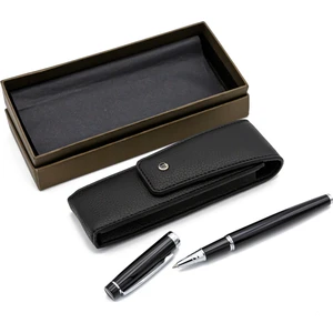 Deri Kılıflı Roller Kalem Siyah