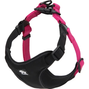 True Love Oxford Kumaşlı, Siyah-Pembe Mesh Göğüs Tasması