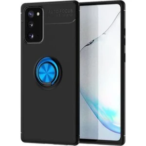Kzy Samsung Galaxy S20 Kılıf Renkli Yüzüklü Manyetik Silikon Kapak Siyah - Mavi
