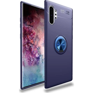 Kzy Samsung Galaxy Note 10 Plus Kılıf Renkli Yüzüklü Manyetik Silikon Kapak Mavi - Mavi