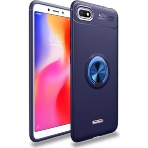 Kzy Xiaomi Redmi 6A Kılıf Renkli Yüzüklü Manyetik Silikon Kapak Mavi - Mavi