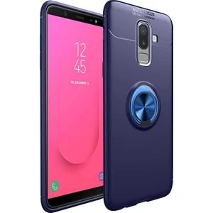 Kzy Samsung Galaxy J8 Kılıf Renkli Yüzüklü Manyetik Silikon Kapak Mavi - Mavi