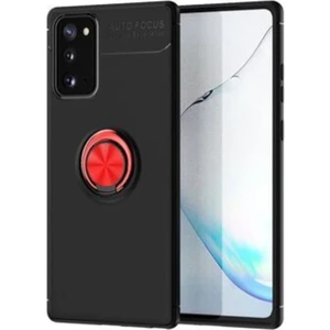 Kzy Samsung Galaxy S20 Kılıf Renkli Yüzüklü Manyetik Silikon Kapak Siyah - Kırmızı