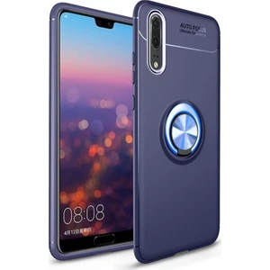 Kzy Huawei P30 Lite Kılıf Renkli Yüzüklü Manyetik Silikon Kapak Mavi - Mavi