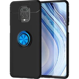 Kzy Xiaomi Redmi Note 9s Kılıf Renkli Yüzüklü Manyetik Silikon Kapak Siyah - Mavi