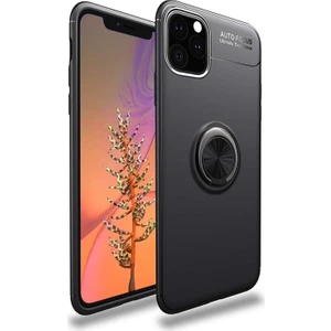 Kzy Apple iPhone 11 Pro Kılıf Renkli Yüzüklü Manyetik Silikon Kapak Siyah - Siyah