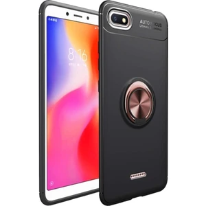 Kzy Xiaomi Redmi 6A Kılıf Renkli Yüzüklü Manyetik Silikon Kapak Siyah - Rose Gold